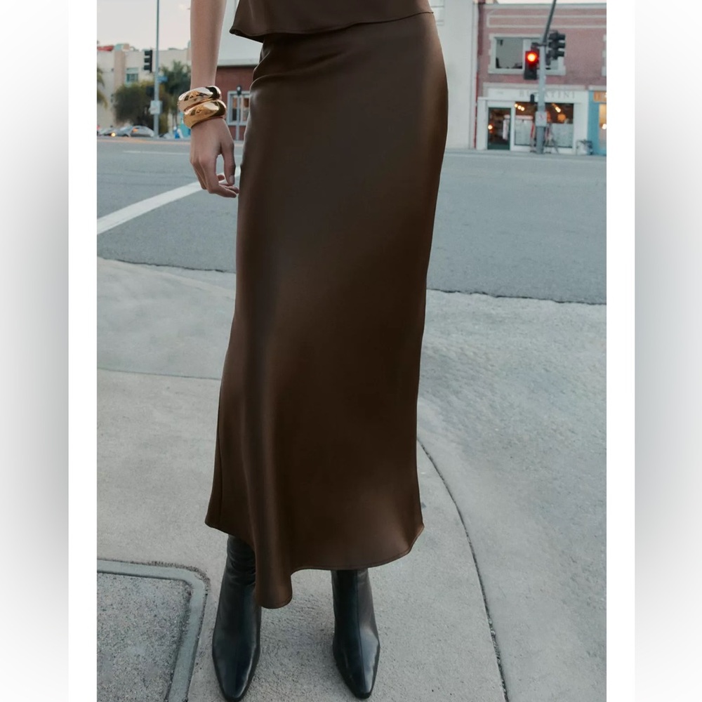 ZARA - Satin Midi Skirt